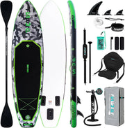 FunWater Inflatable Stand Up Paddle Board with Premium SUP Paddle Accessories, Non-Slip EVA Deck, 11'/10'6' Paddle