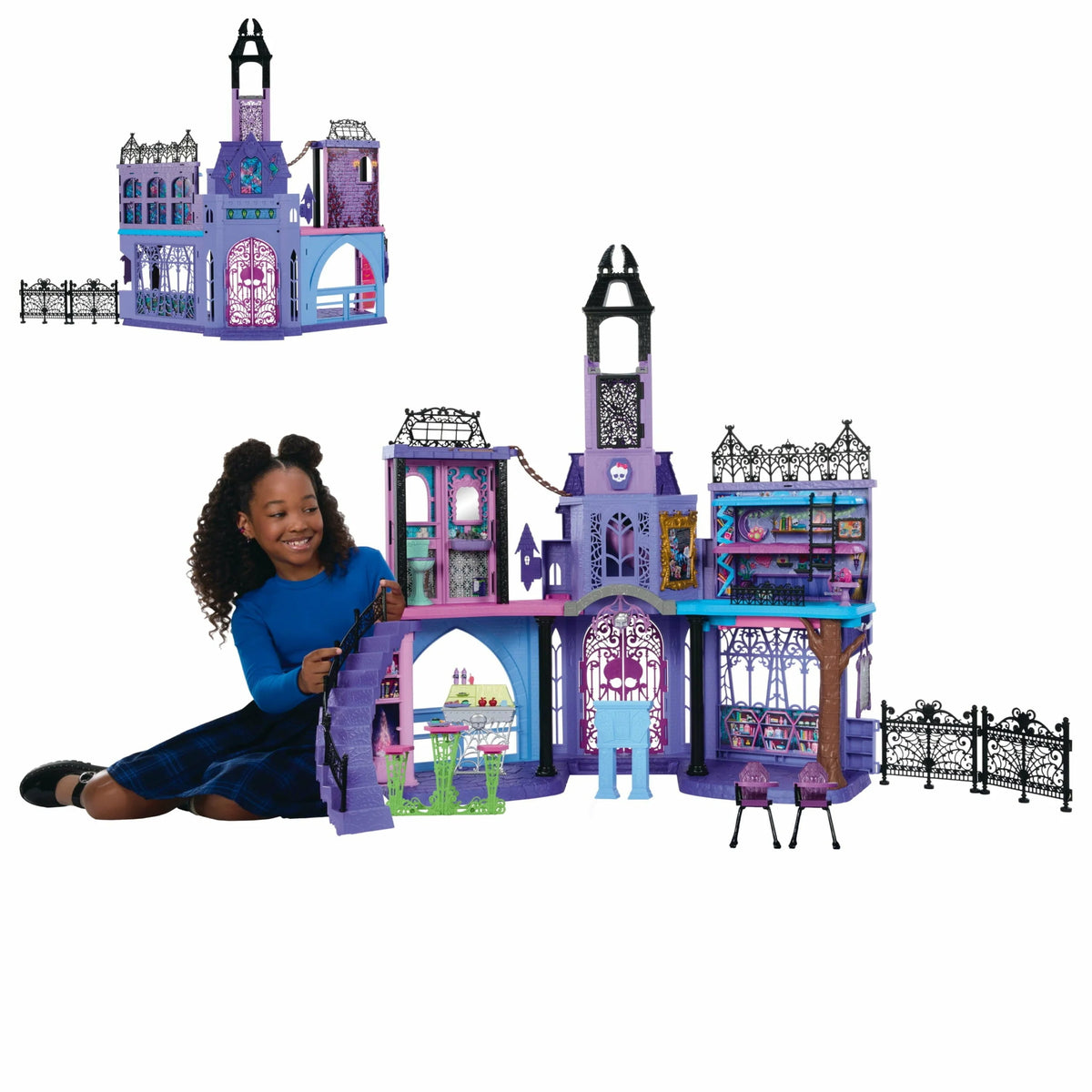 Monster High Haunted High School Doll House, 35+ Accessories, 7+ Play Areas, Interactive Kids Playset