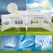 COBIZI 10x20 Heavy Duty Pop up Canopy Tent with 6 sidewalls Easy Up Commercial Outdoor Canopy Wedding Party Tents for Parties All Season Wind & Waterproof Gazebo with Roller Bag,Black(Frame Thickened)