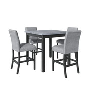 5 Piece Counter Height Dining Set, Wood Dining Table Set with Rectangle Table and 4 Upholstered High Back Chairs