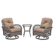 3 Pieces Outdoor Swivel Rocker Patio Chairs, 360 Degree Rocking Patio Conversation Set