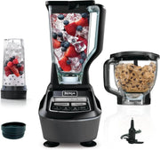 Ninja Blender, Mega Kitchen System, 1500W, 4 Functions for Smoothies, Processing, Dough, Drinks & More, with 72 Blender Pitcher, 64 Processor Bowl, 2 Nutri Cups + Lids, Black, BL770