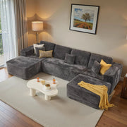 ovios 104" Cloud Sectional Couch with L-Shape Chaise,Modern Modular Sofa with Deep Seat, Upholstered Couches for Living Room Bedroom,No Assembly Required, Grey (Plush Corduroy Fabric)