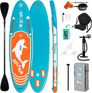 FunWater Inflatable Stand Up Paddle Board with Premium SUP Paddle Accessories, Non-Slip EVA Deck, 11'/10'6' Paddle