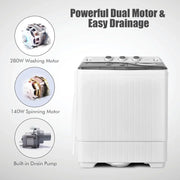 COSTWAY Double Tub 26 lb Capacity Laundry 18 lb 8 lb Spin Combo Drain Pump Washing Machine