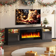Bossin 70 Fireplace TV Stand with 36 Electric Fireplace, TV Stand for TVs Up to 80, 16 Colors LED Lights/Entertainment Center
