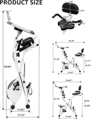 Foldable Exercise Bike Stationary Bikes for Home, 5 IN 1 Indoor Workout Bike, Cycling Bike with 16-Level Quiet Magnetic Resistance, 6.6 LBS Flywheel and 300LBS Capacity, 2025 Designed 817 X-bike