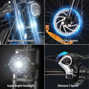 YVY 1500W Electric Bike for Adults, 33MPH 20'' Fat Tire Electric Motorcycle, 48V 20AH Removable Battery, 30 - 60