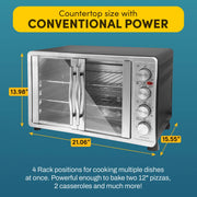 Elite Gourmet 47.5Qt, 18-Slice Convection Oven 4-Control Knobs