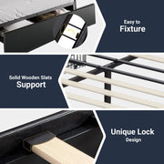 Allewie Queen Size Platform Bed Frame with 3 Storage Drawers