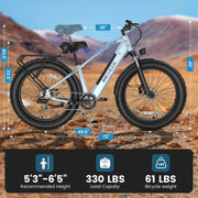 ANCHEER Electric Bike for Adults Peak 1000W Electric Bicycle 48V 15AH Battery Electric Bike 26" x 4.0" Fat Tire