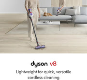 Dyson V8 Cordless Vacuum, Cleans Hard Floors and Carpets, Detangles, Converts to Handheld, 115AW, 2 Power Modes, Up to 40 Minutes