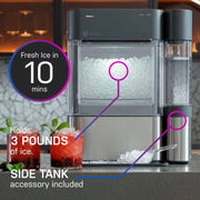 Countertop Nugget Ice Maker with Side Tank | Ice Machine with WiFi Connectivity | Smart Home Kitchen Essentials | Stainless Steel