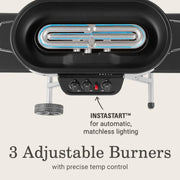 RoadTrip 285 Portable Stand-Up Propane Grill with 3 Adjustable Burners & Instastart Ignition, 20,000 BTUs of Power for Outdoor Cooking, Camping, Tailgating, Grilling, BBQs, & More
