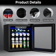 Beverage Refrigerator Cooler - 126 Can Mini Fridge Glass Door for Drinks Soda Beer Wine - Small Refrigerator for Office Bedroom Home Bar, 4 Adjustable Shelves, 3.2 Cu.Ft, Silver
