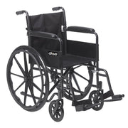 Drive Medical Silver Sport 1 Wheelchair, Full Arms, Swing Away Footrest, Lightweight Steel Frame