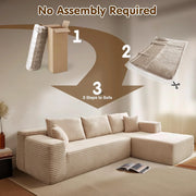 ovios 104" Cloud Sectional Couch with L-Shape Chaise,Modern Modular Sofa with Deep Seat, Upholstered Couches for Living Room Bedroom,No Assembly Required, Grey (Plush Corduroy Fabric)