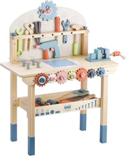 Kids Tool Bench Workshop Workbench with Tool Set Wooden Construction Workbench