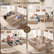 ovios 104" Cloud Sectional Couch with L-Shape Chaise,Modern Modular Sofa with Deep Seat, Upholstered Couches for Living Room Bedroom,No Assembly Required, Grey (Plush Corduroy Fabric)