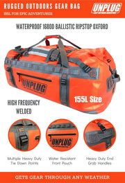 UNPLUG Ultimate Adventure Bag -1680D Heavy Duty Waterproof Travel Duffel Bags for Camping, Motorcycle Dry Bag, Waterproof Bags for Boating, Waterproof Duffle Backpack,Tactical Duffle Bag