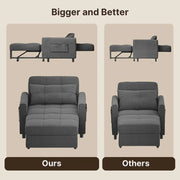 3-in-1 Pull-Out Sofa Bed Sleeper Chair , Convertible Adjustable Foldable Upholstered Lounge Couch
