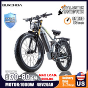 Electric Bike for Adults 26'', 1000W E - Mountain Bike 48V 30/20ah UL2849 Removable Battery, Fat Tire Ebike up to
