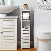 Toilet Paper Holder Stand, Storage Cabinet Beside Toilet for Small Space Bathroom