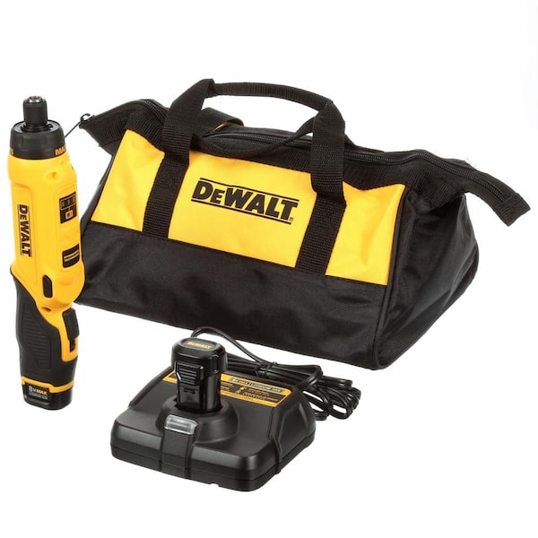 8V MAX Cordless Gyroscopic Screwdriver with Adjustable Handle. (2) 1.0Ah Batteries. Charger. and Bag