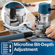 BOSCH 1617EVSPK Wood 12 Amp Router Tool Combo Kit 2.25 Horsepower Plunge Router & Fixed Base with a Variable Speed