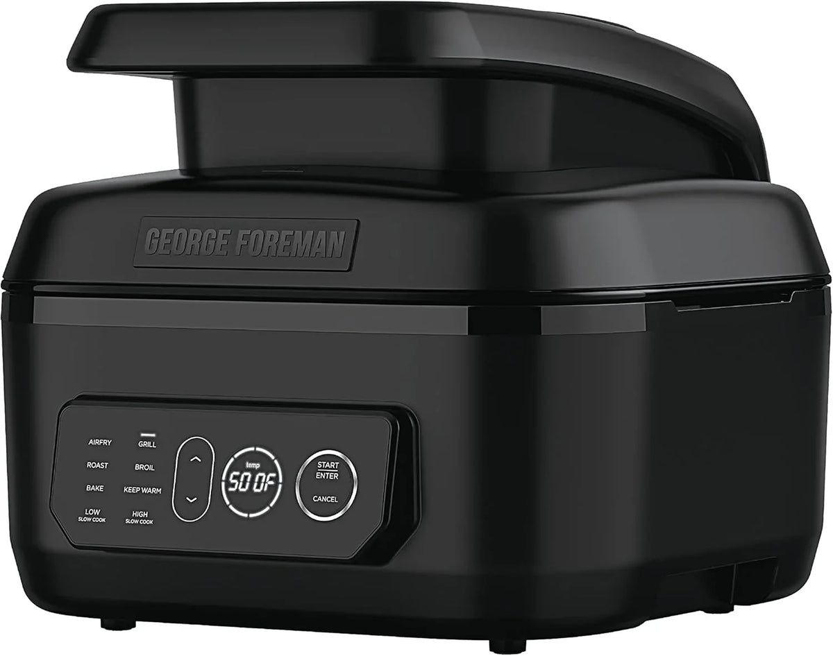 George Foreman Beyond Grill–7-in-1 Electric Indoor Grill with Air Fry Technology, MCAFD800D, Black, Large