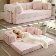 Boneless Couch Folding Couches for Living Room Sofa, Futon Sofa Bed with Sleeper Sofa, Futon Couch with Fixed-Shape Oversized Corduroy Upholstered (White, 81 Inches)