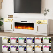 Bossin 70 Fireplace TV Stand with 36 Electric Fireplace, TV Stand for TVs Up to 80, 16 Colors LED Lights/Entertainment Center