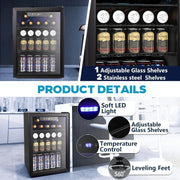 Mini Fridge 130 Can Beverage Refrigerator Cooler, 3.2 Cu.Ft Drink Fridge for Soda Wine Beer, Adjustable Temperature Control for Home Office, Black