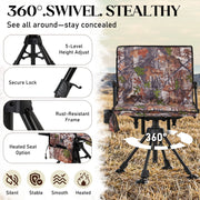Danrelax 360 Silent Camo Hunting Blind Chair, Armrests, Side Pouch, Telescopic Legs