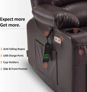 Heated Lift Recliner for Seniors with USB & Cup Holders