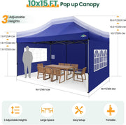 COBIZI 10x20 Heavy Duty Pop up Canopy Tent with 6 sidewalls Easy Up Commercial Outdoor Canopy Wedding Party Tents for Parties All Season Wind & Waterproof Gazebo with Roller Bag,Black(Frame Thickened)