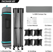 COBIZI 10x20 Heavy Duty Pop up Canopy Tent with 6 sidewalls Easy Up Commercial Outdoor Canopy Wedding Party Tents for Parties All Season Wind & Waterproof Gazebo with Roller Bag,Black(Frame Thickened)