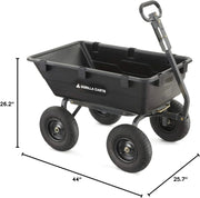 Heavy Duty Poly Utility Dump Wagon Garden Cart w/Pneumatic Tires, 6 Cu Ft - 1200 lb Capacity Outdoor Wheelbarrow for Yard, Landscaping & Gardening, Lawn Tractor or ATV Towable-Gorilla Carts