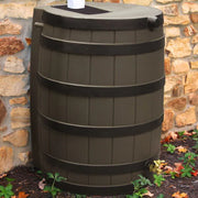 40 Gallon Rain Barrel with Darkened Ribs   Oak