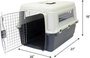 Designs Plastic Kennels Rolling Plastic Airline Approved Wire Door Travel Dog Crate, XXX-Large, Gray