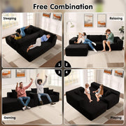 ovios 104" Cloud Sectional Couch with L-Shape Chaise,Modern Modular Sofa with Deep Seat, Upholstered Couches for Living Room Bedroom,No Assembly Required, Grey (Plush Corduroy Fabric)