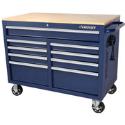 46-in W x 24.5-in D 9-Drawer Mobile Workbench with Hardwood Top and Power Station – Gloss Black