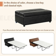 Twin Size Folding Pull out Ottoman Sleeper Bed with Mattress Convertible Guest Bed, PU Upholstered Sleeper Sofa