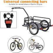 Foldable Bike Cargo Trailer, 80lbs Capacity, 16′′ Wheels, Black, with Hitch
