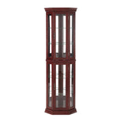Corner Curio Cabinet with Lights, Adjustable Tempered Glass Shelves, Mirrored Back, Display Cabinet