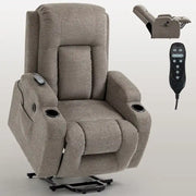 Lazy Boy Power Lift Recliner Chair, Modern Single Motor Massage Sofa Chair with Lumbar Heating, USB Charging Port, Cup Holders