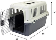Designs Plastic Kennels Rolling Plastic Airline Approved Wire Door Travel Dog Crate, XXX-Large, Gray
