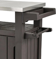 Keter Outdoor Rolling Table Cart for Food Prep, Storage, Bar & Grill, Dark Brown