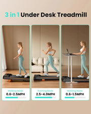 Walking Pad, Under Desk Treadmill with Incline for Home Office 2.5HP Portable Walking Treadmill with 280 Lbs Weight Capacity Walking Machine, Remote Control, LED Display
