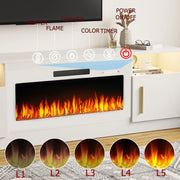Bossin 70 Fireplace TV Stand with 36 Electric Fireplace, TV Stand for TVs Up to 80, 16 Colors LED Lights/Entertainment Center